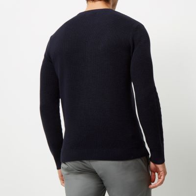 Navy textured jumper